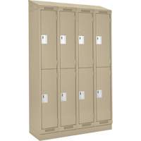 Clean Line Lockers, 2 -tier, Bank of 4, 48" x 18" x 82", Steel, Beige, Rivet (Assembled) Haskins Industrial Inc.