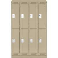 Clean Line Lockers, 2 -tier, Bank of 4, 48" x 18" x 82", Steel, Beige, Rivet (Assembled) Haskins Industrial Inc.
