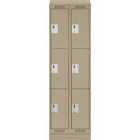 Clean Line Lockers, 3 -tier, Bank of 2, 24" x 18" x 82", Steel, Beige, Rivet (Assembled) Haskins Industrial Inc.