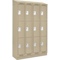 Clean Line Lockers, 3 -tier, Bank of 4, 48" x 18" x 82", Steel, Beige, Rivet (Assembled) Haskins Industrial Inc.