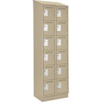 Clean Line Lockerette , 6 -tier, Bank of 2, 24" x 18" x 82", Steel, Beige, Rivet (Assembled) Haskins Industrial Inc.