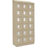 Clean Line Lockerette , 6 -tier, Bank of 3, 36" x 18" x 82", Steel, Beige, Rivet (Assembled) Haskins Industrial Inc.