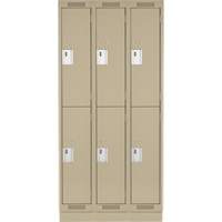 Clean Line Lockers, 2 -tier, Bank of 3, 36" x 18" x 76", Steel, Beige, Rivet (Assembled) Haskins Industrial Inc.