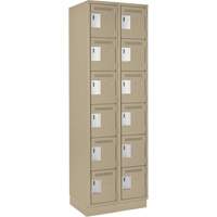 Clean Line Lockerette, 6 -tier, Bank of 2, 24" x 18" x 76", Steel, Beige, Rivet (Assembled) Haskins Industrial Inc.