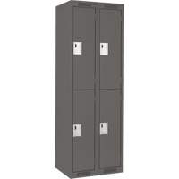 Clean Line Lockers, 2 -tier, Bank of 2, 24" x 18" x 72", Steel, Charcoal, Rivet (Assembled) Haskins Industrial Inc.