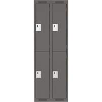 Clean Line Lockers, 2 -tier, Bank of 2, 24" x 18" x 72", Steel, Charcoal, Rivet (Assembled) Haskins Industrial Inc.