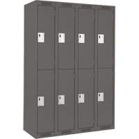 Clean Line Lockers, 2 -tier, Bank of 4, 48" x 18" x 72", Steel, Charcoal, Rivet (Assembled) Haskins Industrial Inc.