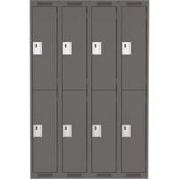 Clean Line Lockers, 2 -tier, Bank of 4, 48" x 18" x 72", Steel, Charcoal, Rivet (Assembled) Haskins Industrial Inc.