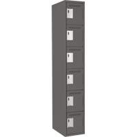 Clean Line Lockerette, 6 -tier, 12" x 18" x 72", Steel, Charcoal, Rivet (Assembled) Haskins Industrial Inc.
