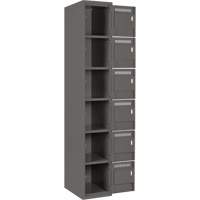 Clean Line Lockerette, 6 -tier, Bank of 4, 48" x 18" x 72", Steel, Charcoal, Rivet (Assembled) Haskins Industrial Inc.