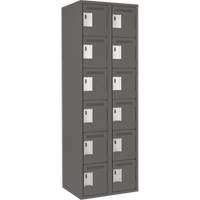 Clean Line Lockerette, 6 -tier, Bank of 2, 24" x 18" x 72", Steel, Charcoal, Rivet (Assembled) Haskins Industrial Inc.