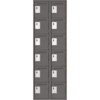 Clean Line Lockerette, 6 -tier, Bank of 2, 24" x 18" x 72", Steel, Charcoal, Rivet (Assembled) Haskins Industrial Inc.
