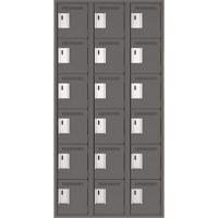 Clean Line Lockerette, 6 -tier, Bank of 3, 36" x 18" x 72", Steel, Charcoal, Rivet (Assembled) Haskins Industrial Inc.