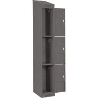 Clean Line Lockers, 3 -tier, Bank of 4, 48" x 18" x 78", Steel, Charcoal, Rivet (Assembled) Haskins Industrial Inc.