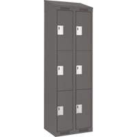 Clean Line Lockers, 3 -tier, Bank of 2, 24" x 18" x 78", Steel, Charcoal, Rivet (Assembled) Haskins Industrial Inc.