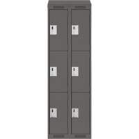Clean Line Lockers, 3 -tier, Bank of 2, 24" x 18" x 78", Steel, Charcoal, Rivet (Assembled) Haskins Industrial Inc.