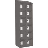 Clean Line Lockerette, 6 -tier, Bank of 2, 24" x 18" x 78", Steel, Charcoal, Rivet (Assembled) Haskins Industrial Inc.