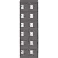 Clean Line Lockerette, 6 -tier, Bank of 2, 24" x 18" x 78", Steel, Charcoal, Rivet (Assembled) Haskins Industrial Inc.