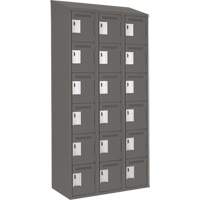 Clean Line Lockerette, 6 -tier, Bank of 3, 36" x 18" x 78", Steel, Charcoal, Rivet (Assembled) Haskins Industrial Inc.