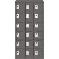 Clean Line Lockerette, 6 -tier, Bank of 3, 36" x 18" x 78", Steel, Charcoal, Rivet (Assembled) Haskins Industrial Inc.