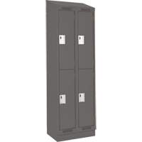 Clean Line Lockers, 2 -tier, Bank of 2, 24" x 18" x 82", Steel, Charcoal, Rivet (Assembled) Haskins Industrial Inc.