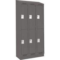 Clean Line Lockers, 2 -tier, Bank of 3, 36" x 18" x 82", Steel, Charcoal, Rivet (Assembled) Haskins Industrial Inc.