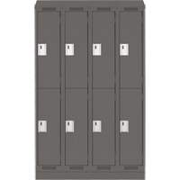 Clean Line Lockers, 2 -tier, Bank of 4, 48" x 18" x 82", Steel, Charcoal, Rivet (Assembled) Haskins Industrial Inc.
