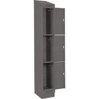 Clean Line Lockers, 3 -tier, Bank of 4, 48" x 18" x 82", Steel, Charcoal, Rivet (Assembled) Haskins Industrial Inc.