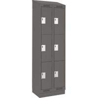 Clean Line Lockers, 3 -tier, Bank of 2, 24" x 18" x 82", Steel, Charcoal, Rivet (Assembled) Haskins Industrial Inc.