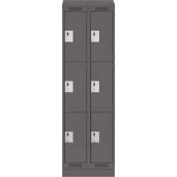 Clean Line Lockers, 3 -tier, Bank of 2, 24" x 18" x 82", Steel, Charcoal, Rivet (Assembled) Haskins Industrial Inc.