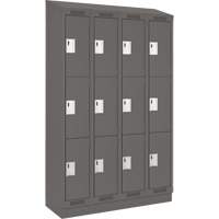 Clean Line Lockers, 3 -tier, Bank of 4, 48" x 18" x 82", Steel, Charcoal, Rivet (Assembled) Haskins Industrial Inc.