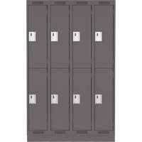Clean Line Lockers, 2 -tier, Bank of 4, 48" x 18" x 76", Steel, Charcoal, Rivet (Assembled) Haskins Industrial Inc.