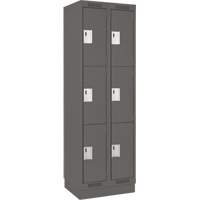 Clean Line Lockers, 3 -tier, Bank of 2, 24" x 18" x 76", Steel, Charcoal, Rivet (Assembled) Haskins Industrial Inc.