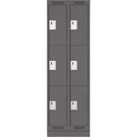 Clean Line Lockers, 3 -tier, Bank of 2, 24" x 18" x 76", Steel, Charcoal, Rivet (Assembled) Haskins Industrial Inc.