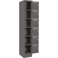 Clean Line Lockerette, 6 -tier, Bank of 4, 48" x 18" x 76", Steel, Charcoal, Rivet (Assembled) Haskins Industrial Inc.