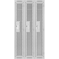 Clean Line Lockers, Bank of 3, 36" x 12" x 72", Steel, Grey, Rivet (Assembled), Perforated Haskins Industrial Inc.