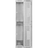 Clean Line Lockers, 2 -tier, Bank of 2, 24" x 12" x 72", Steel, Grey, Rivet (Assembled), Perforated Haskins Industrial Inc.