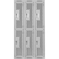 Clean Line Lockers, 2 -tier, Bank of 3, 36" x 12" x 72", Steel, Grey, Rivet (Assembled), Perforated Haskins Industrial Inc.