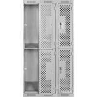 Clean Line Lockers, 2 -tier, Bank of 3, 36" x 12" x 72", Steel, Grey, Rivet (Assembled), Perforated Haskins Industrial Inc.
