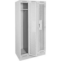 Clean Line Lockers, Bank of 3, 36" x 15" x 76", Steel, Grey, Rivet (Assembled), Perforated Haskins Industrial Inc.