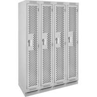 Clean Line Lockers, Bank of 4, 48" x 15" x 76", Steel, Grey, Rivet (Assembled), Perforated Haskins Industrial Inc.