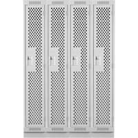 Clean Line Lockers, Bank of 4, 48" x 15" x 76", Steel, Grey, Rivet (Assembled), Perforated Haskins Industrial Inc.