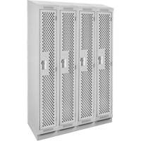 Clean Line Lockers, Bank of 4, 48" x 18" x 82", Steel, Grey, Rivet (Assembled), Perforated Haskins Industrial Inc.