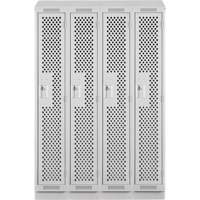 Clean Line Lockers, Bank of 4, 48" x 18" x 82", Steel, Grey, Rivet (Assembled), Perforated Haskins Industrial Inc.