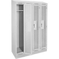 Clean Line Lockers, Bank of 4, 48" x 18" x 82", Steel, Grey, Rivet (Assembled), Perforated Haskins Industrial Inc.