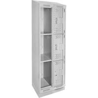 Clean Line Lockers, 3 -tier, Bank of 2, 24" x 18" x 82", Steel, Grey, Rivet (Assembled), Perforated Haskins Industrial Inc.