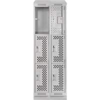 Clean Line Lockers, 3 -tier, Bank of 2, 24" x 18" x 82", Steel, Grey, Rivet (Assembled), Perforated Haskins Industrial Inc.