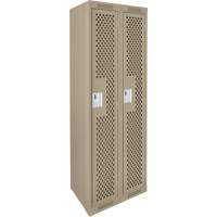 Clean Line Lockers, Bank of 2, 24" x 15" x 72", Steel, Beige, Rivet (Assembled), Perforated Haskins Industrial Inc.
