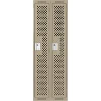 Clean Line Lockers, Bank of 2, 24" x 15" x 72", Steel, Beige, Rivet (Assembled), Perforated Haskins Industrial Inc.