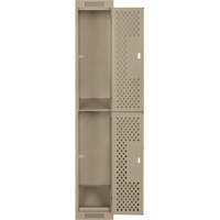 Clean Line Lockers, 2 -tier, 12" x 12" x 72", Steel, Beige, Rivet (Assembled), Perforated Haskins Industrial Inc.